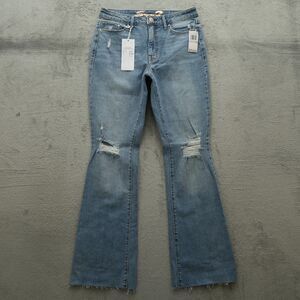 Seven7 Jeans Women's 6 Blue High-Rise Slim Flare Denim 33" Inseam Distressed NWT